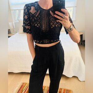 Black Lace Bodice Top